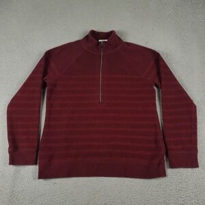 Tommy Bahama Sweater Womens Medium Red Striped 1/2 Zip Up Pullover Sweatshirt